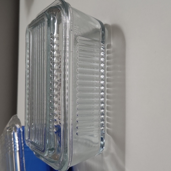 Vintage Kitchen Vintage Blue And Clear Glass Refrigerator Dishes